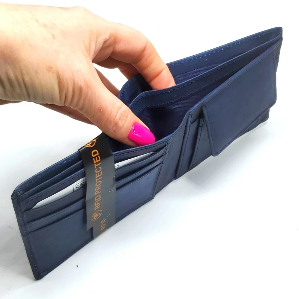 Passage Navy Genuine Leather RFID Wallet NWT